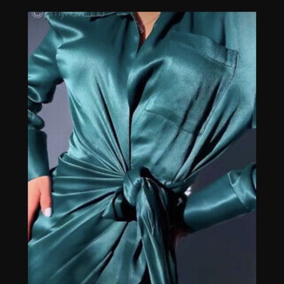 NWT Zara Long Green Shirt Dress, Size S - Picture 11 of 12